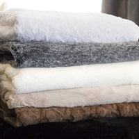 50" X 70" Ivory Mink Faux Hide Throw