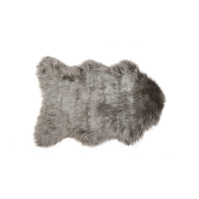 2' X 3' Gray Sheepskin Faux Fur Single Area Rug