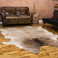 6' x 7' Light Taupe and Brown Exotic Cowhide Rug