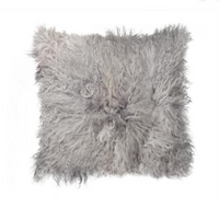 18" x 18" x 5" Gray Sheepskin Pillow