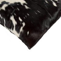 18" x 18" x 5" Black And White Cowhide Pillow