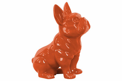 Sitting French Bulldog Figurine with Pricked Ears - Orange
