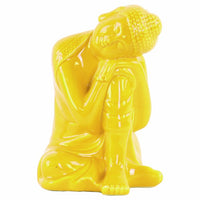 Sitting Buddha Figurine With Head Resting on Knee Yellow