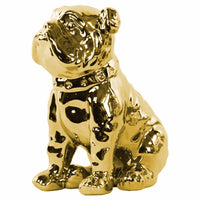 Sitting British Bulldog Figurine with Collar - Gold