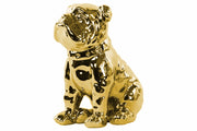 Sitting British Bulldog Figurine with Collar - Gold
