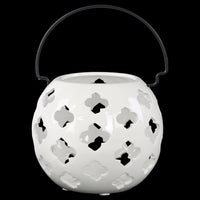 Porcelain Spherical Lantern with Cutout Design Large White
