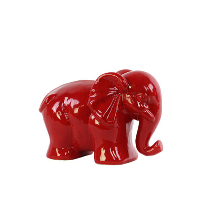 Modern Standing Elephant Figurine- Small- Red