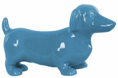 Embellishing Ceramic Standing Dachshund Dog Figurine- Blue