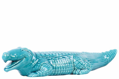 Crocodile Figurine Gloss Finish - Blue, Large