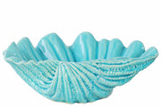 Ceramic Open Valve Clam Seashell Sculpture- Blue