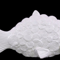 Ceramic Fish Figurine with Round Swirl Scales- Large- White