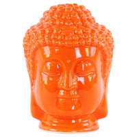 Ceramic Buddha Head with Beaded Ushnisha - Orange