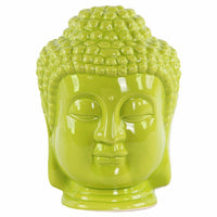 Ceramic Buddha Head with Beaded Ushnisha - Green