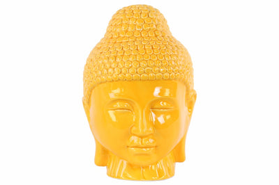 Buddha Head with Rounded Ushnisha Gloss Finish - Yellow