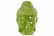 Buddha Head with Rounded Ushnisha Gloss Finish - Green