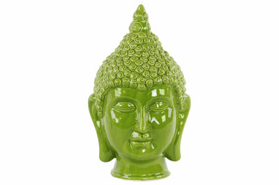 Buddha Head with Pointed Ushnisha Gloss Finish - Green