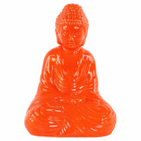 Buddha Figurine with Rounded Ushnisha in Dhyana Mudra - Orange
