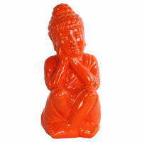 Buddha Figurine with Rounded Ushnisha and Head on Hands - Orange