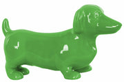 Appealing Ceramic Standing Dachshund Dog Figurine- Green
