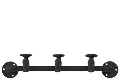 Metal Coat Hanger with Plumbing Theme and 3 Faucet Hooks Matte Finish Black