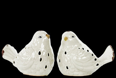 Bird Figurine with Cutout Design Assortment of Two - White