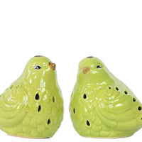 Bird Figurine with Cutout Design Assortment of Two - Green