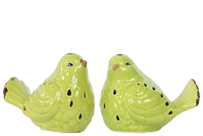 Bird Figurine with Cutout Design Assortment of Two - Green