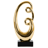 Abstract Sculpture Decor on Base Polished Chrome Finish Gold