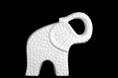 Edged Trumpeting Standing Elephant Figurine Small - White