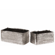 Electroplated Ceramic Rectangular Planter, Set of Two, Silver