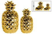 Fascinating Ceramic Pineapple Canister Set of Two- Gold