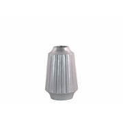 Round Vase with Round Lip Ribbed Design Body- Small- Silver