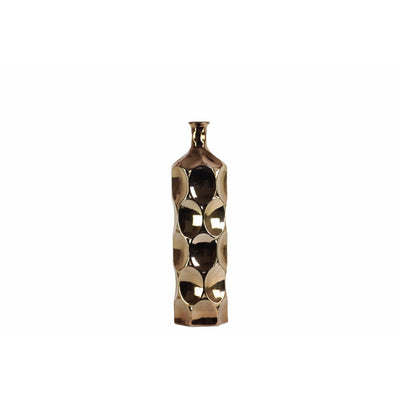 Round Bottle Vase Dimpled- Medium- Copper