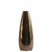 Oval Vase with Recessed Lip and Hammered Design- Small- Gold