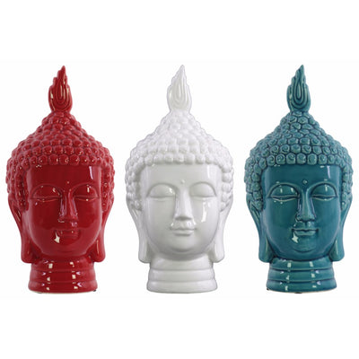 Buddha Head Assortment of Three Gloss Finish Assorted Color