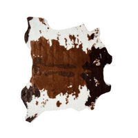4' x 5' Faux Cow Hide Brown And White Area Rug