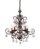 Grace Antique Bronze and Crystal Drop Curved 5-light Chandelier