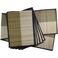 Hand Woven Placemats & 1 Table Runner Set of 6 In Grass
