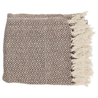 Hand Woven Reversible Chevron Throw In Cotton With Tassels