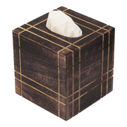 Handmade Mango Wood Tissue Holder Box With Straight Line Carving