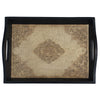 Handmade Serving Tray With Embossed Brass Work In Wood Frame