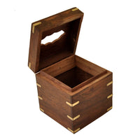 Handmade  Wood Upright Tissue Or Napkin Holder Box with Brass Inlays
