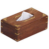 Rectangular Mango Wood Tissue Box Cover With Brass Inlays