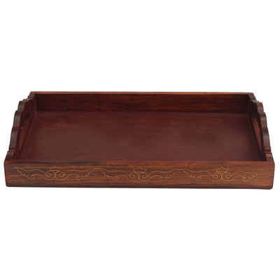 Handmade Traditional Style Mango Wood Serving Tray with Cutout Handles