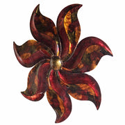 Small Flower Metal Wall Decor - Burgundy, Copper And Brown Lacquered
