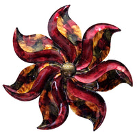 Small Flower Metal Wall Decor - Burgundy, Copper And Brown Lacquered