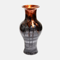 18" Foiled & Lacquered Ceramic Vase - Ceramic, Lacquered In Copper And Pewter