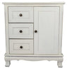27.6" X 15" X 30" White Wood Pine Accent Cabinet with Drawers and a Door