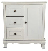 27.6" X 15" X 30" White Wood Pine Accent Cabinet with Drawers and a Door