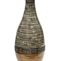 27" Spun Bamboo Floor Vase - Bamboo In Distressed Brown And Gold